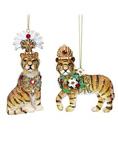 Gisela Graham Resin Tiger Decoration (set of 2)